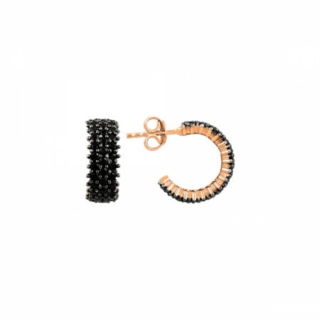 Cercei argint 925 Eternity placat cu aur roz si zirconii negre - Be Nature ETU0009 [0]